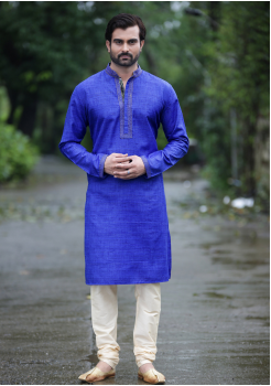 Azure Blue Color Silk Kurta Set